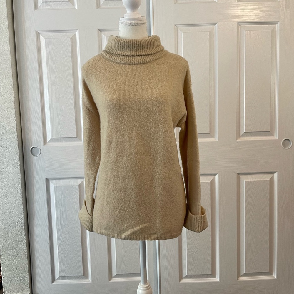 Something Navy Beige Turtleneck Sweater for women